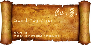 Csanády Zina névjegykártya